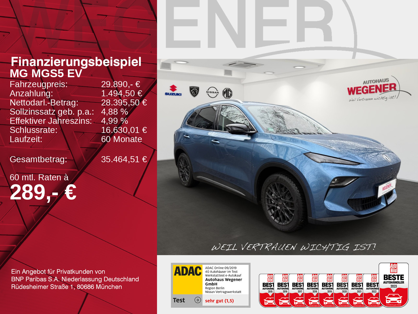 MG MGS5 EV Luxury Long Range/ WÄPU/  SHZ/ LHZ/ LED