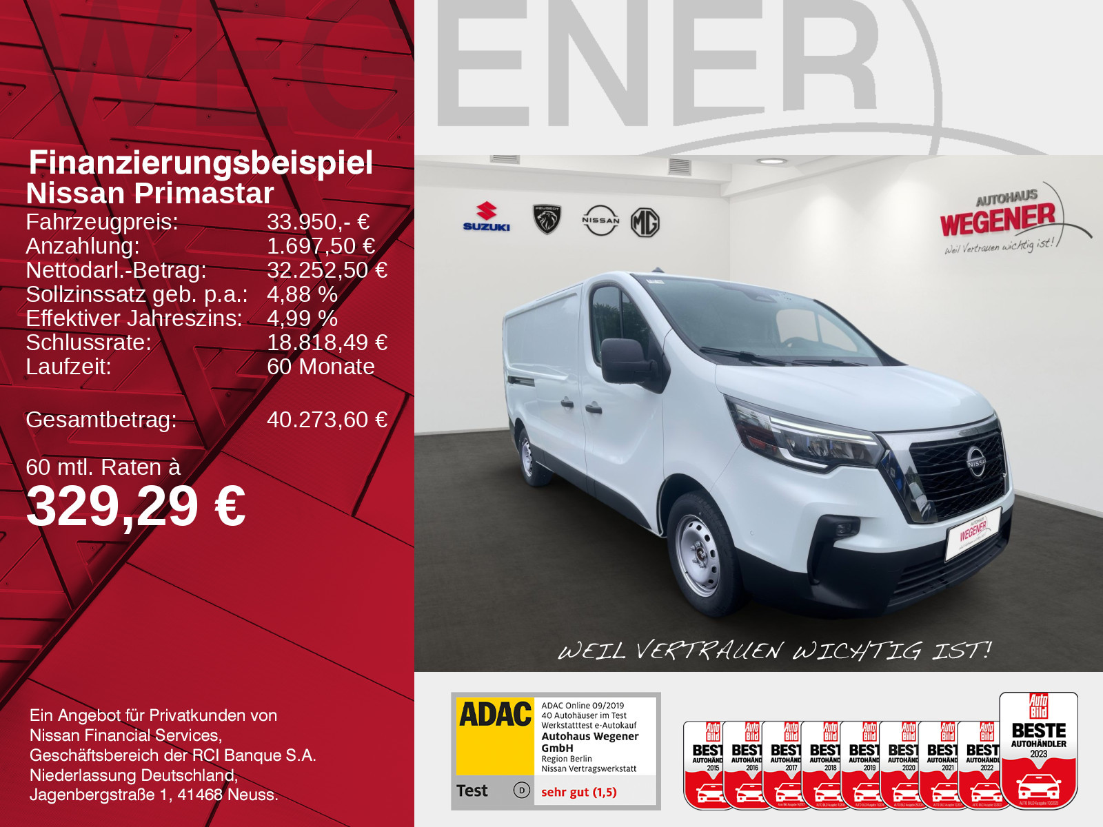 Nissan PRIMASTAR N-CONNECTA Kasten L2H1 3,0t dci130 LRB 270 NAVI
