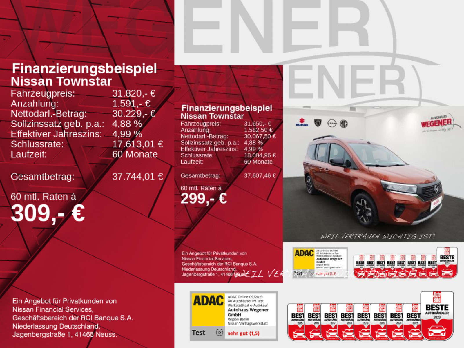 Nissan Townstar Kombi L1 1.3 AT Tekna