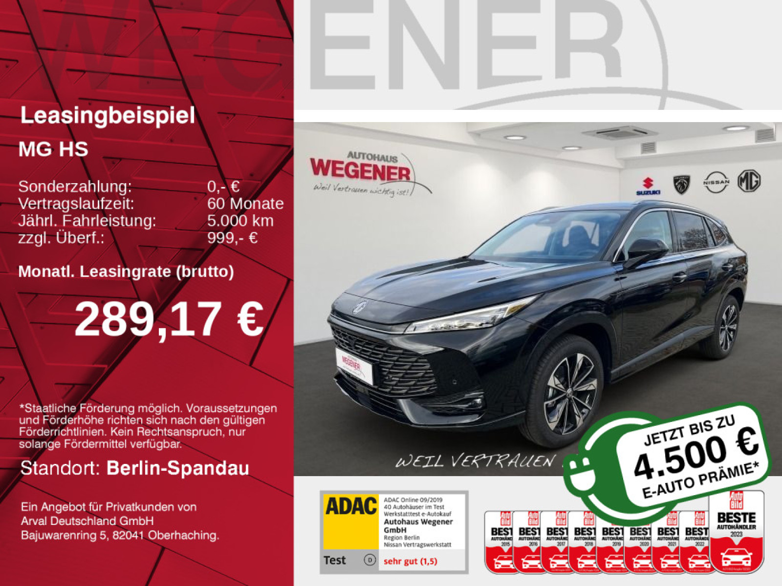 MG HS PHEV Luxury Gewerbe u Schwerbehind GdB min50%