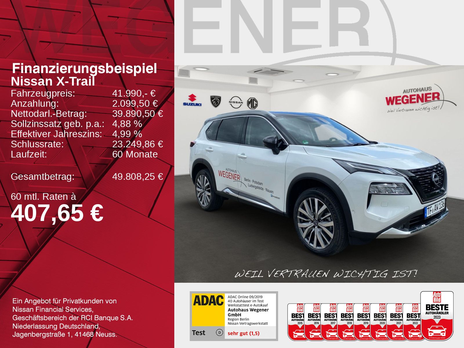 NISSAN X-TRAIL 1.5 VC-T e-4ORCE 213 PS 4x4 Tekna+ 20"