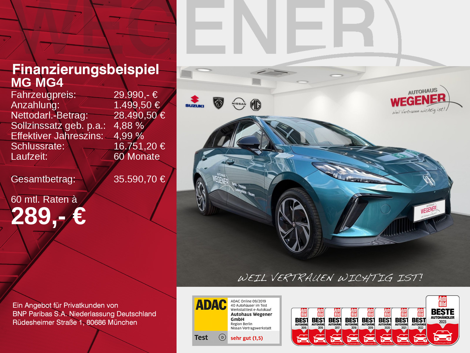 MG MG4 EV 64 kWh Premium - LED CarPlay ACC