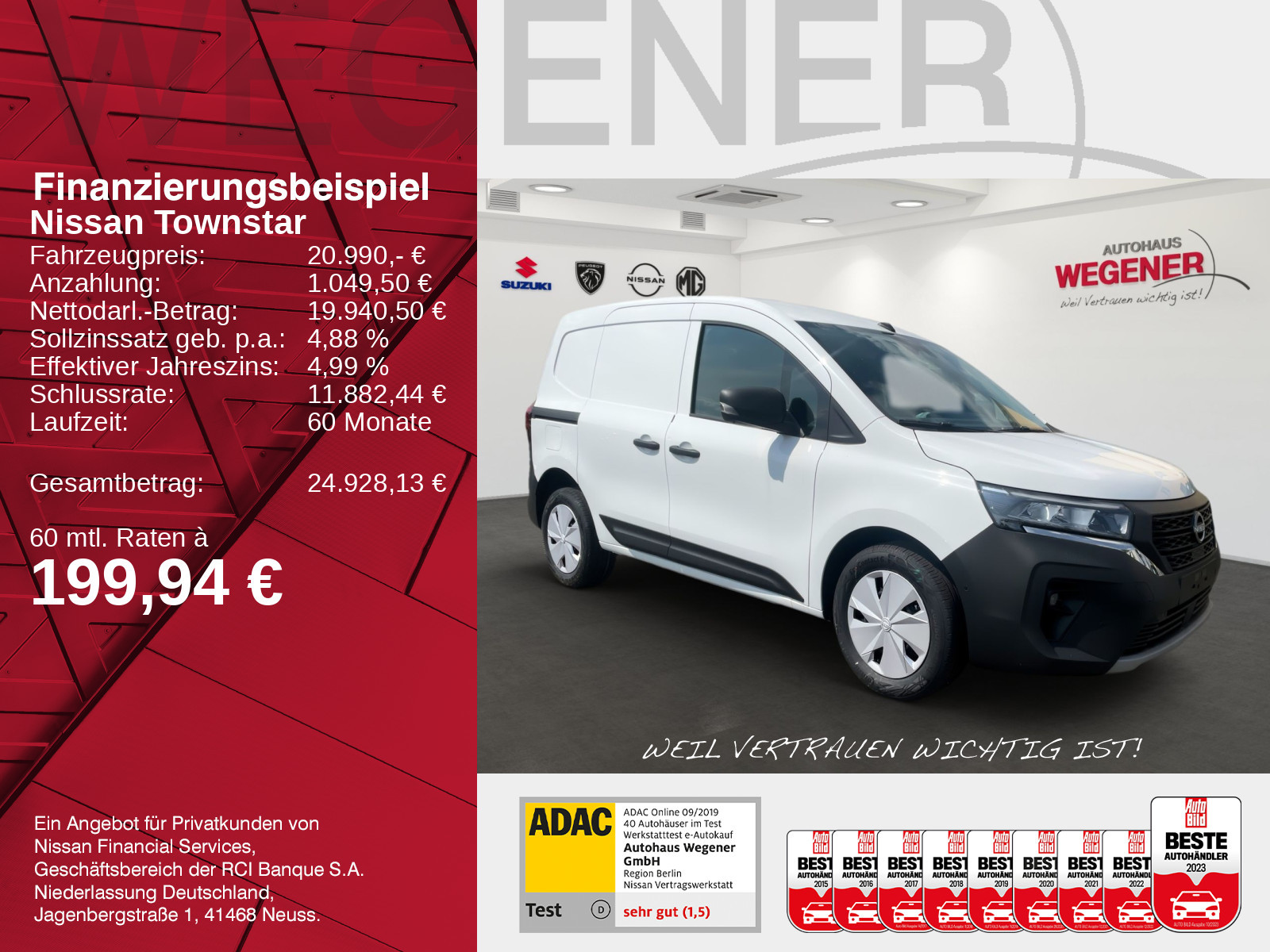 Nissan Townstar Kasten L1 2,0t 6MT ACENTA 1ST LRB FA+EB
