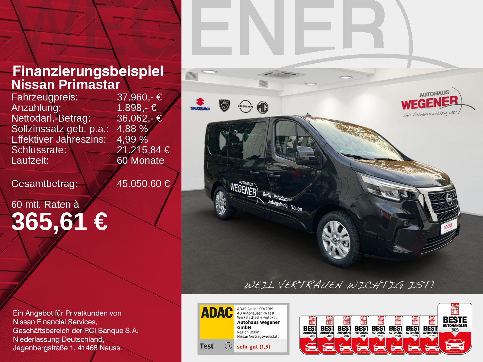 Nissan Primastar Kombi9 L1H1 2,8t ACC*Navi*Totwinkel