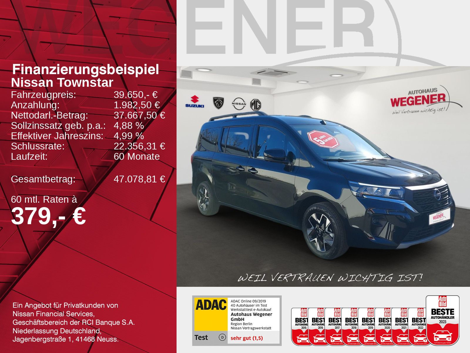 NISSAN TOWNSTAR TEKNA KOMBI L2 1.3 AT LED NAVI 360° SHZ