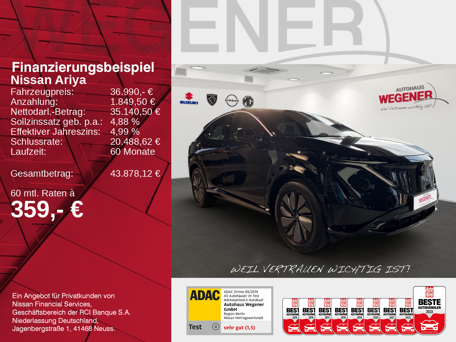 Nissan ARIYA 63 kWh Basis ACC*Totwinkel*Navi*Kamera*PDC