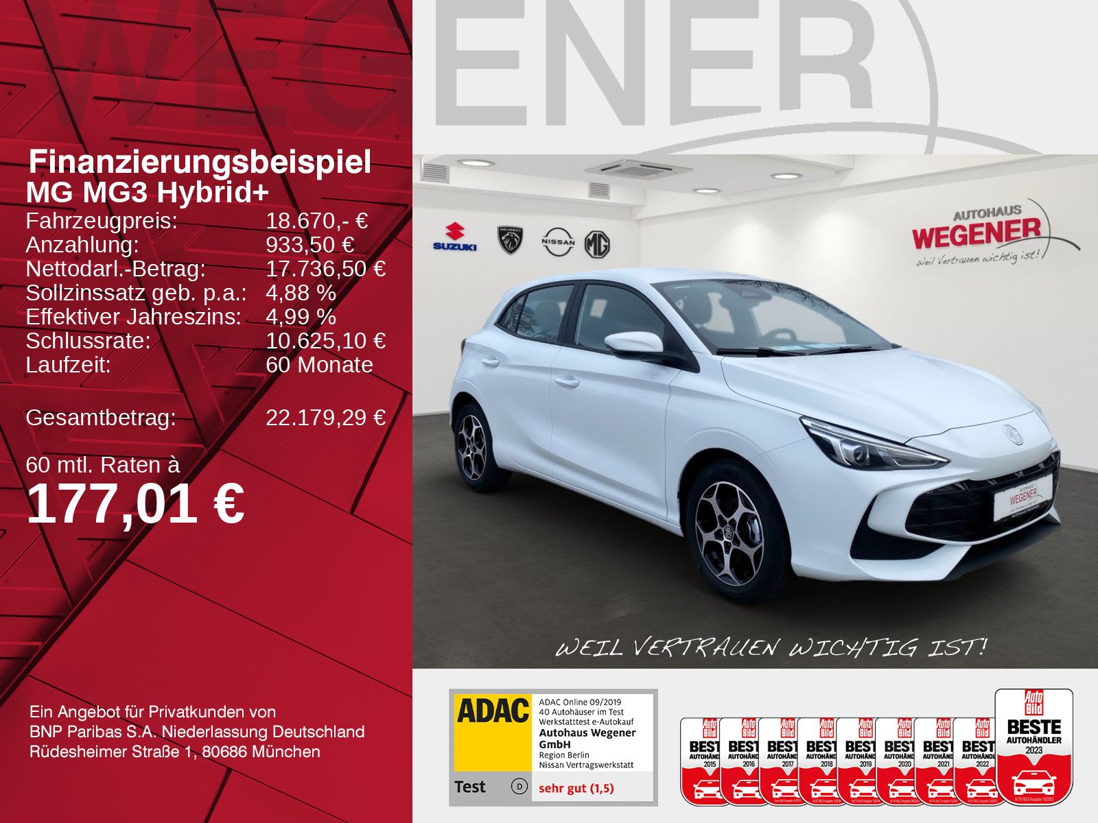 MG MG3 Hybrid+ Comfort Kamera/Carplay/16''/el+beh.
