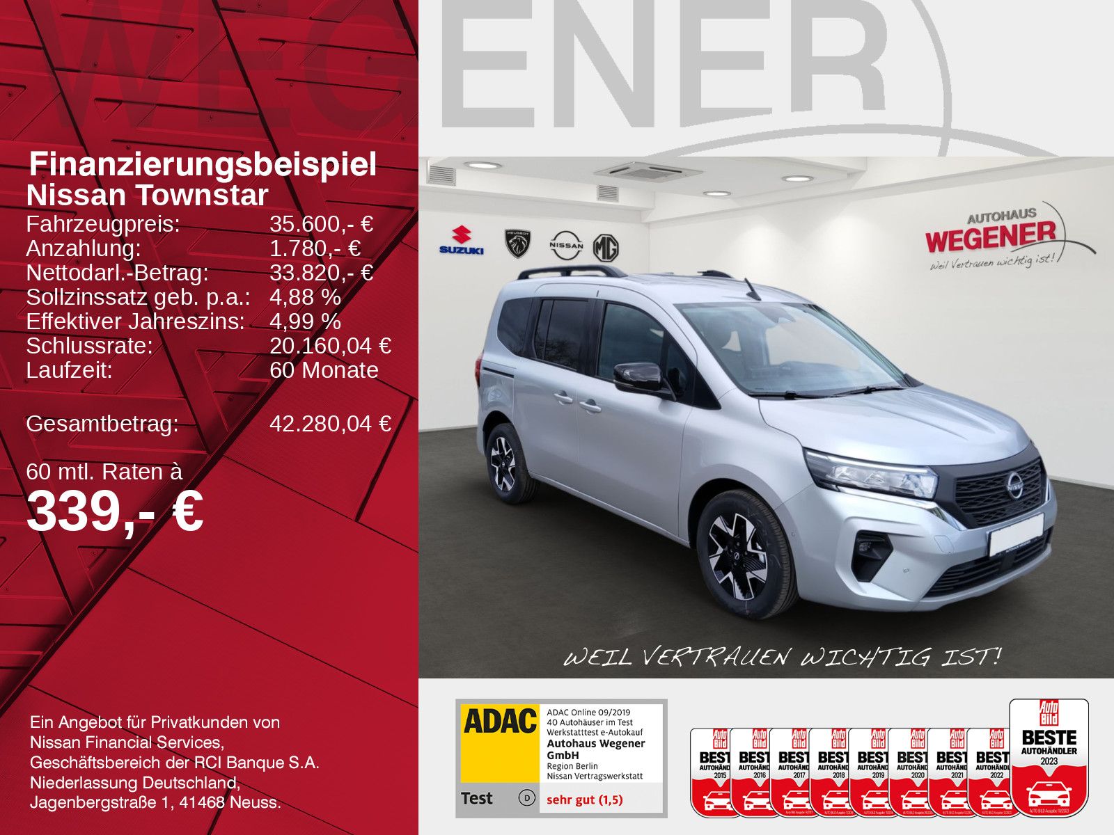 NISSAN Townstar Kombi 1.3 Tekna - Totw. Navi CarPlay