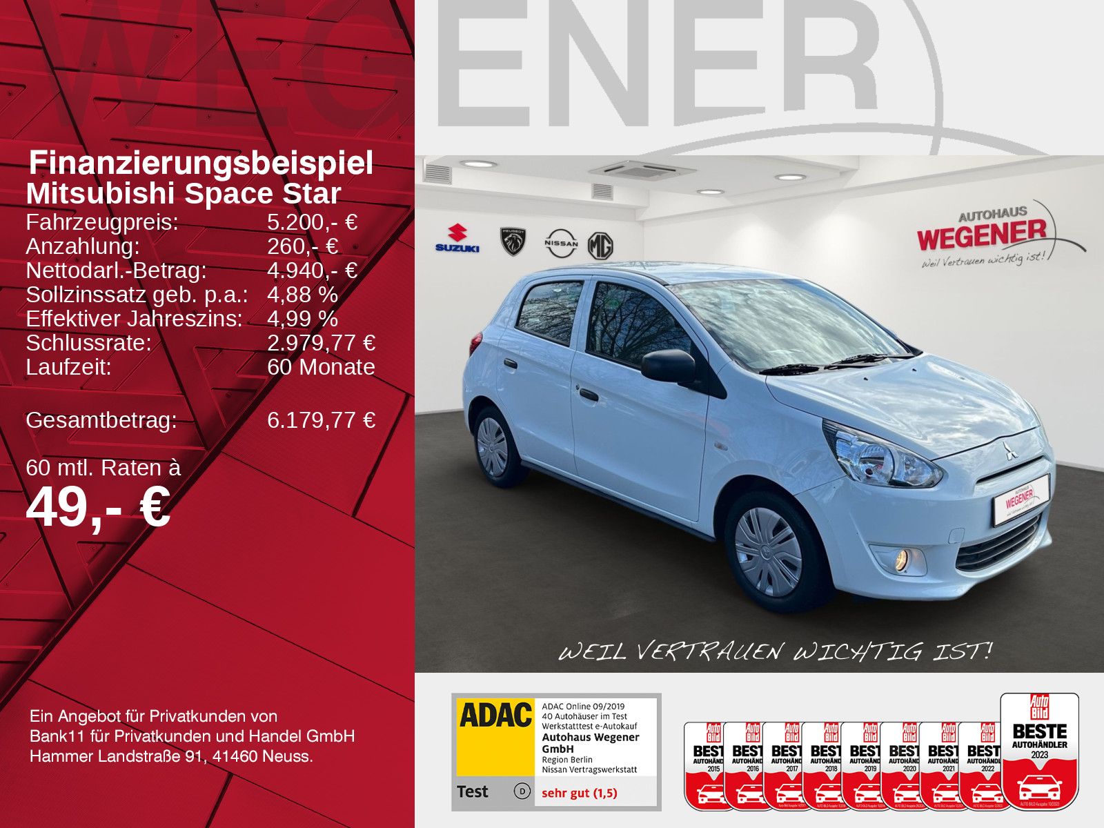 MITSUBISHI Space Star 1.0 MT Radio*ohne Klimaanlage