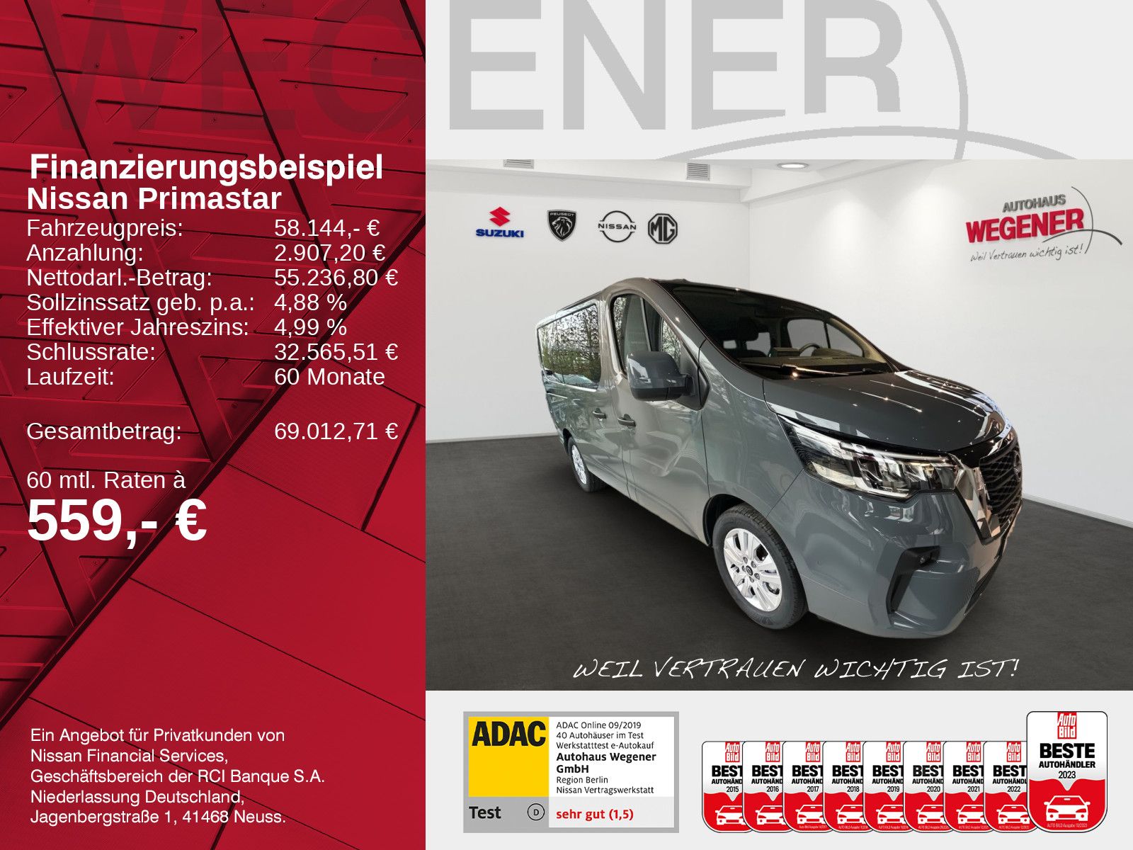 Nissan Primastar Kombi9 L1H1 2,8t CarPlay*Navi*PDC*CAM