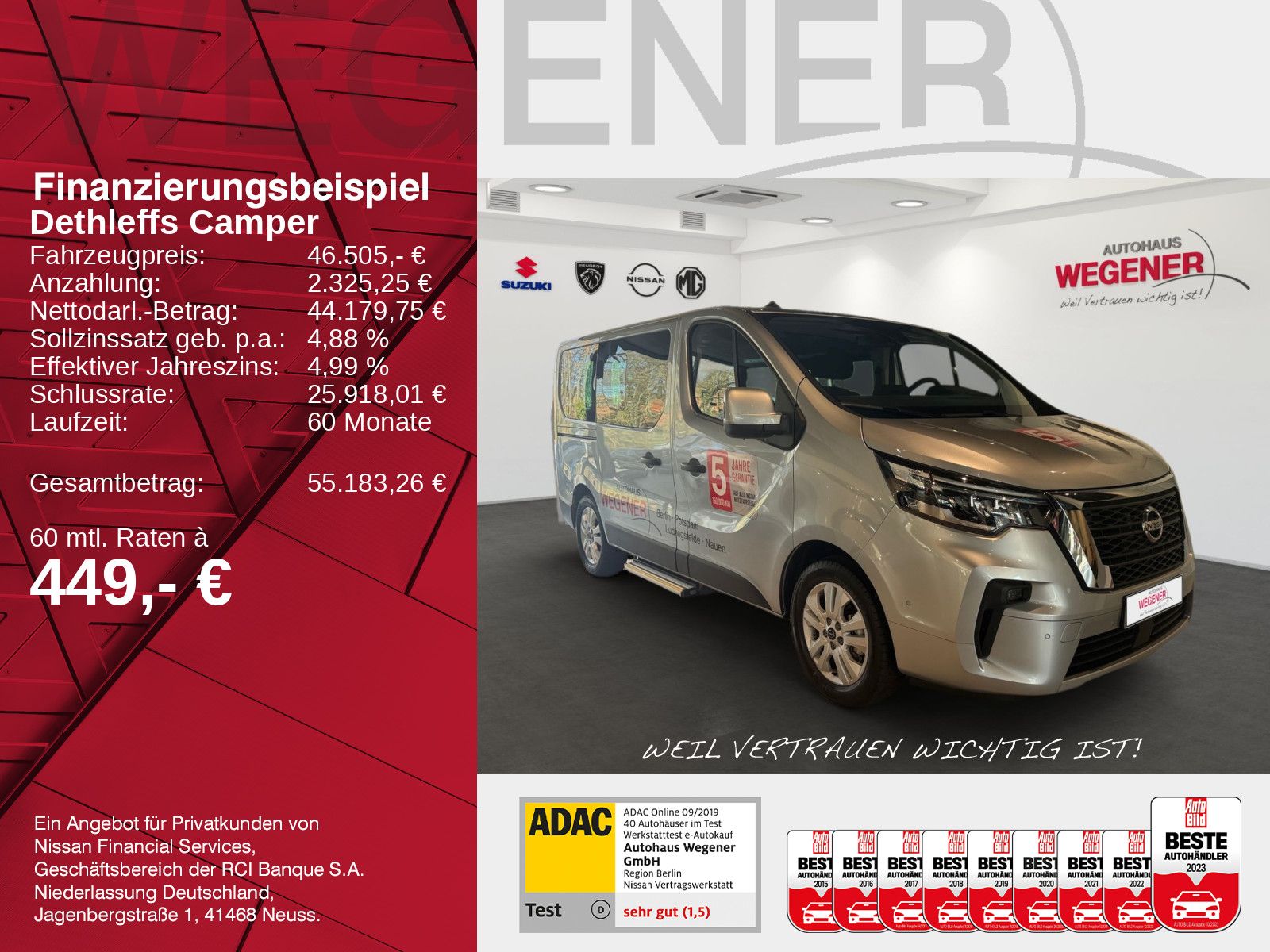 DETHLEFFS Nissan Primastar 2.0 dci Flexvan Carplay Navi