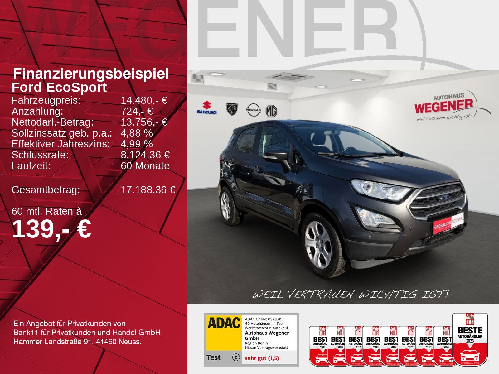 FORD EcoSport EcoBoost 1.0 AT Allwetter*Radio*Klima