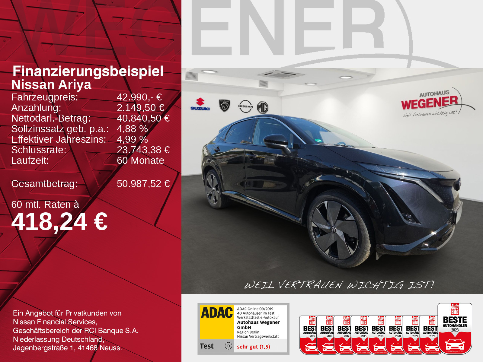 Nissan ARIYA 87 kWh EVOLVE PACK+20'LM*HUD*LED*BOSE*PANO