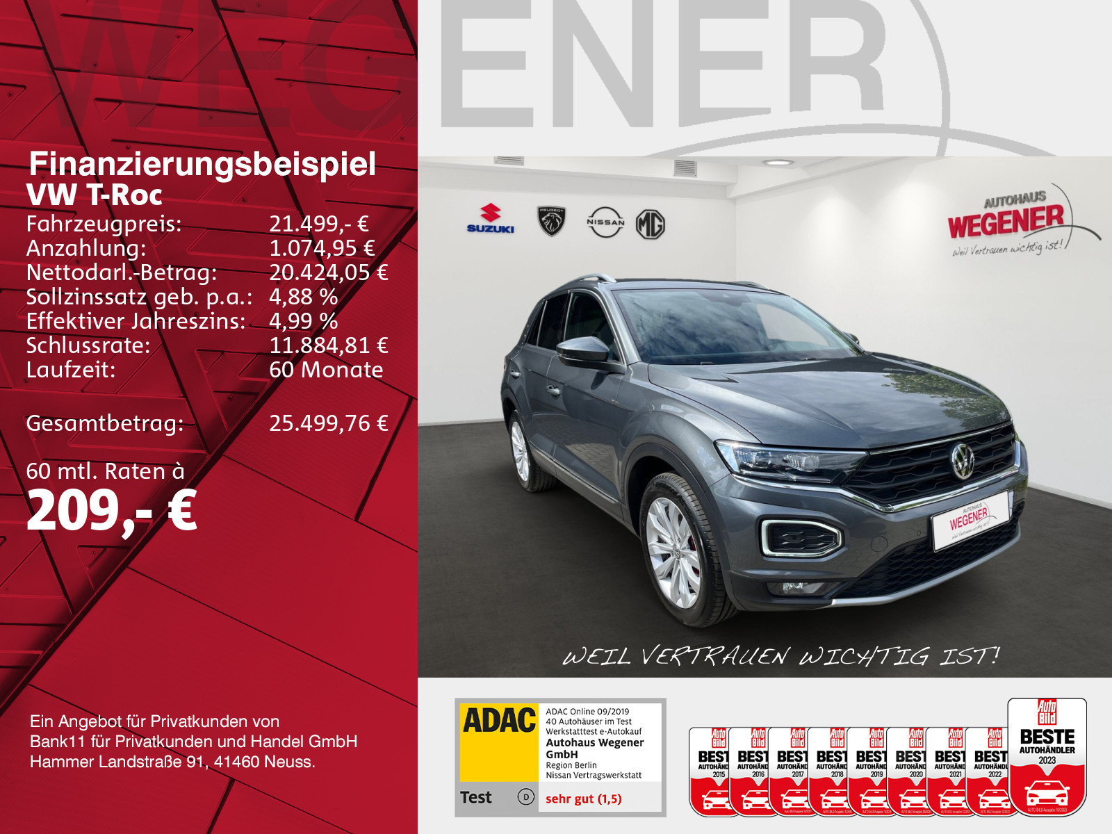 Volkswagen T-Roc 2.0 TSI 4Motion Navi*Bluetooth*ACC*LED
