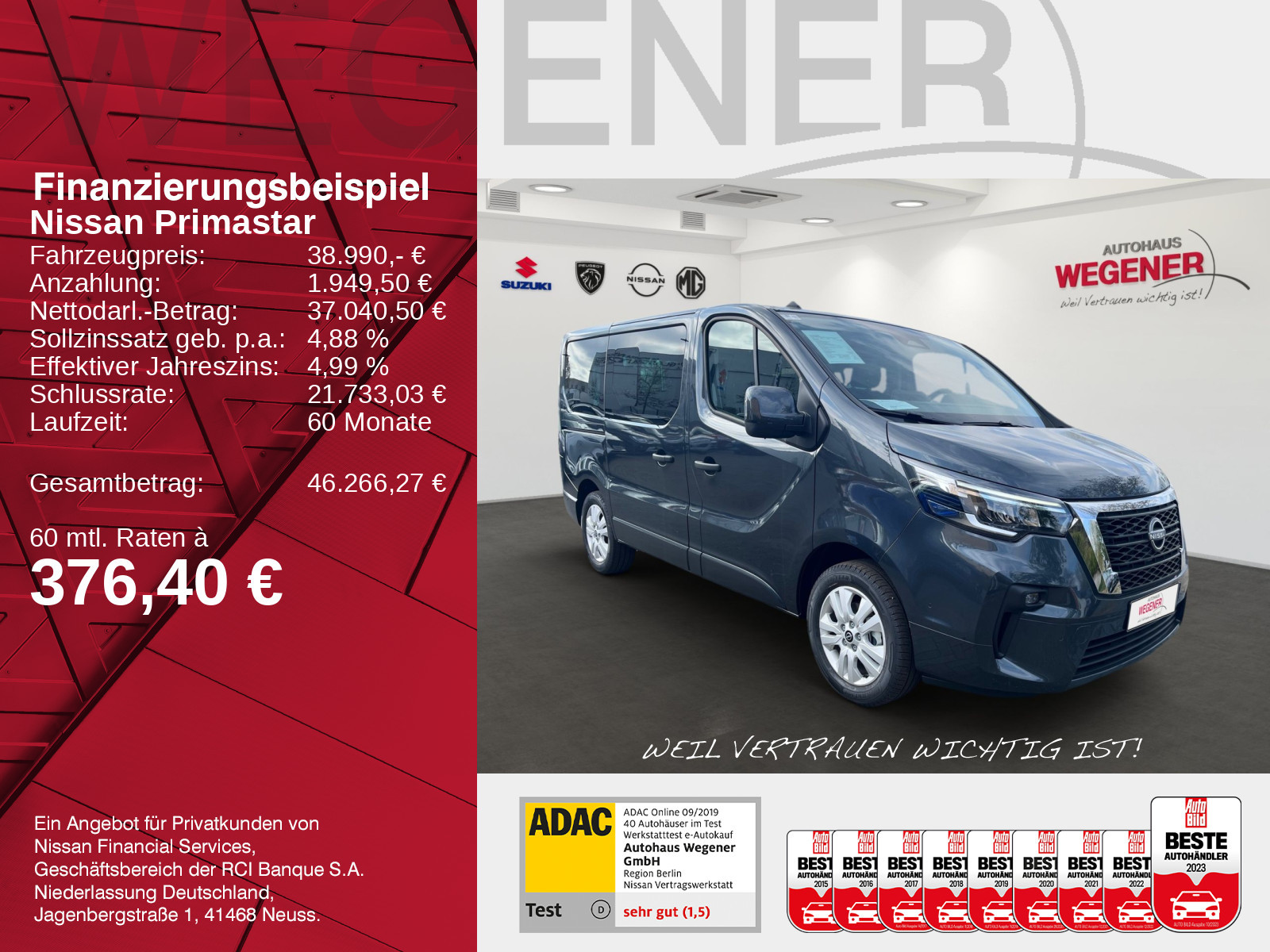Nissan PRIMASTAR KOMBI TEKNA L1H1 ACC*Totwinkel*Navi