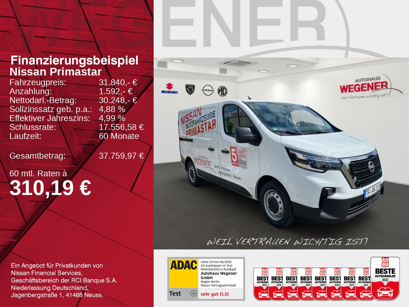 NISSAN Primastar Kasten L1H1 3,0t dci130 MT N-CONNECTA