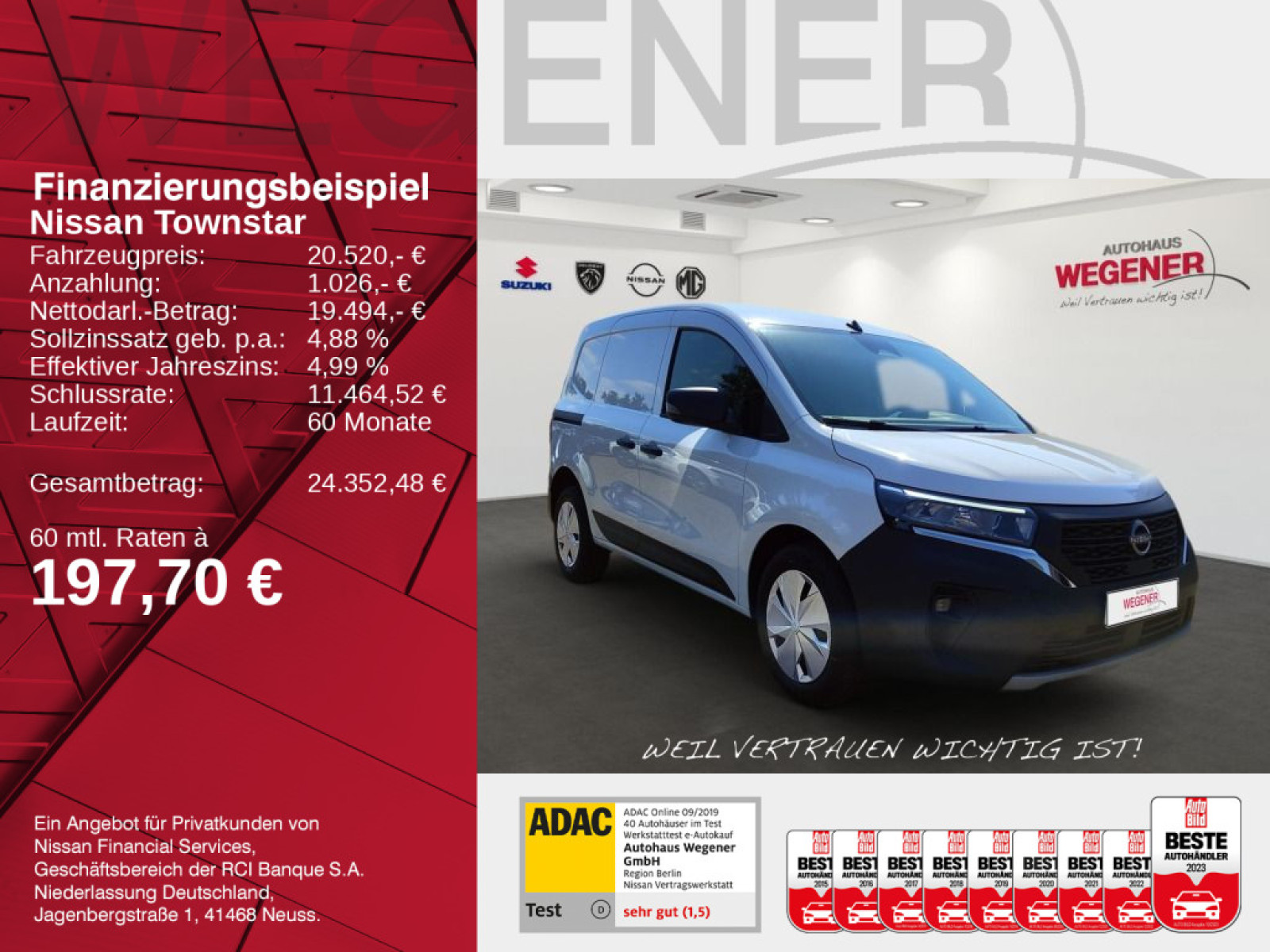Nissan Townstar Kasten L1 2,0t 6MT ACENTA 1ST LRB FA+EB