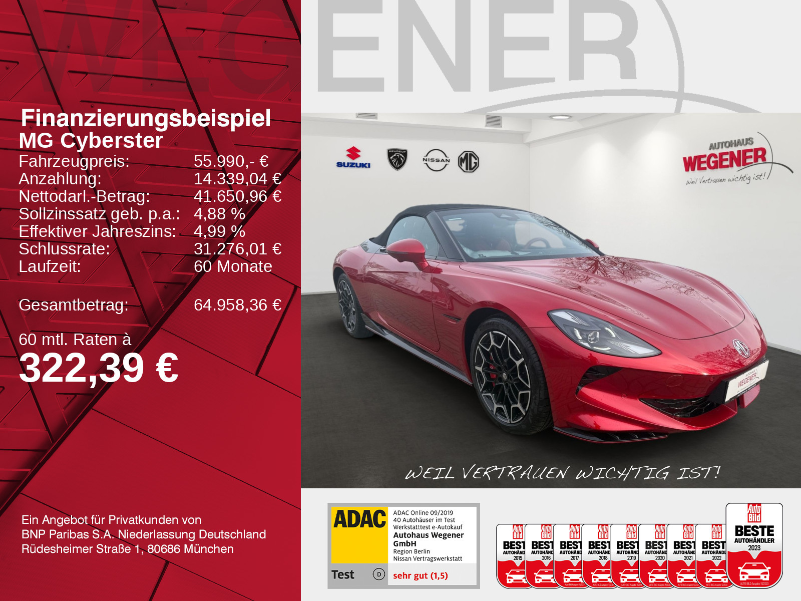 MG Cyberster Roadster BOSE*Dinamica*Flügeltüren