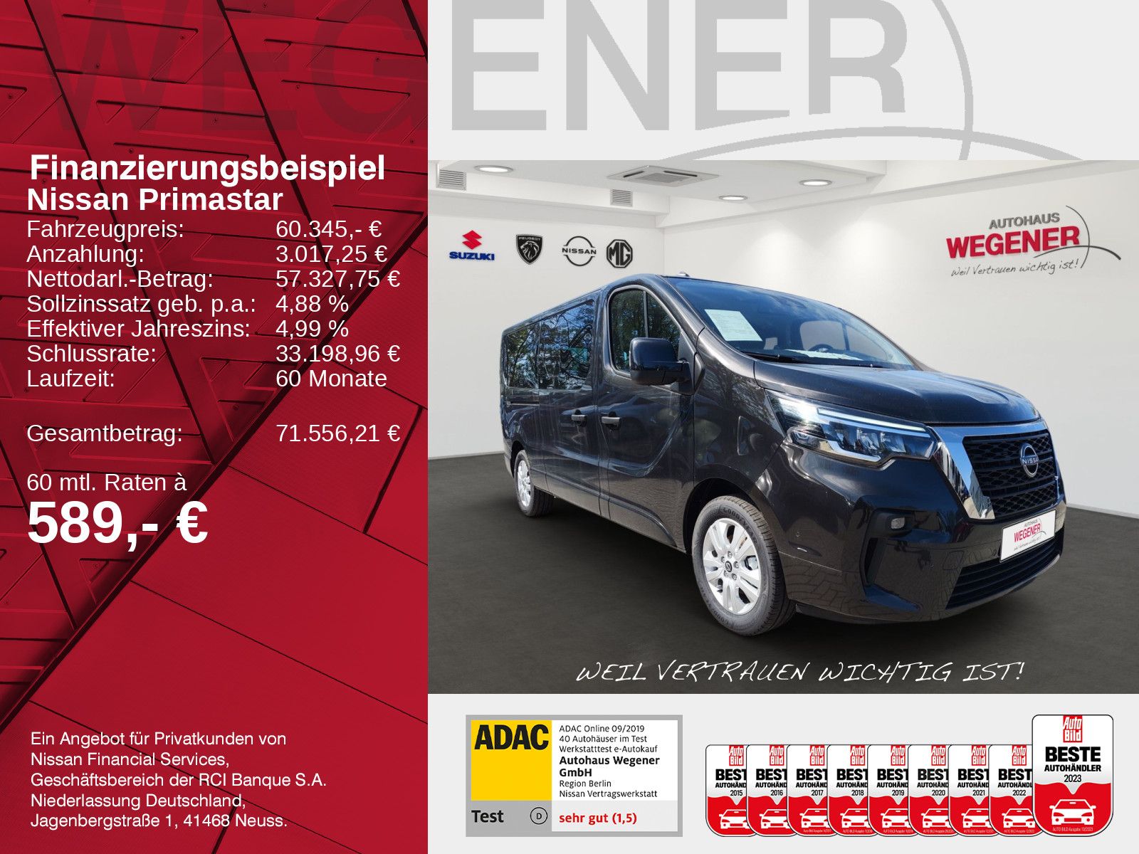 NISSAN Primastar Kombi9 L2H1 3,0t Navi*CarPlay*CAM*LED