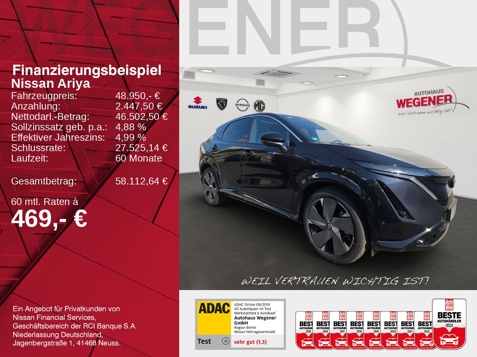 NISSAN ARIYA 87 kWh Evolve Pack+20'LM*PANO*Kamera*Navi