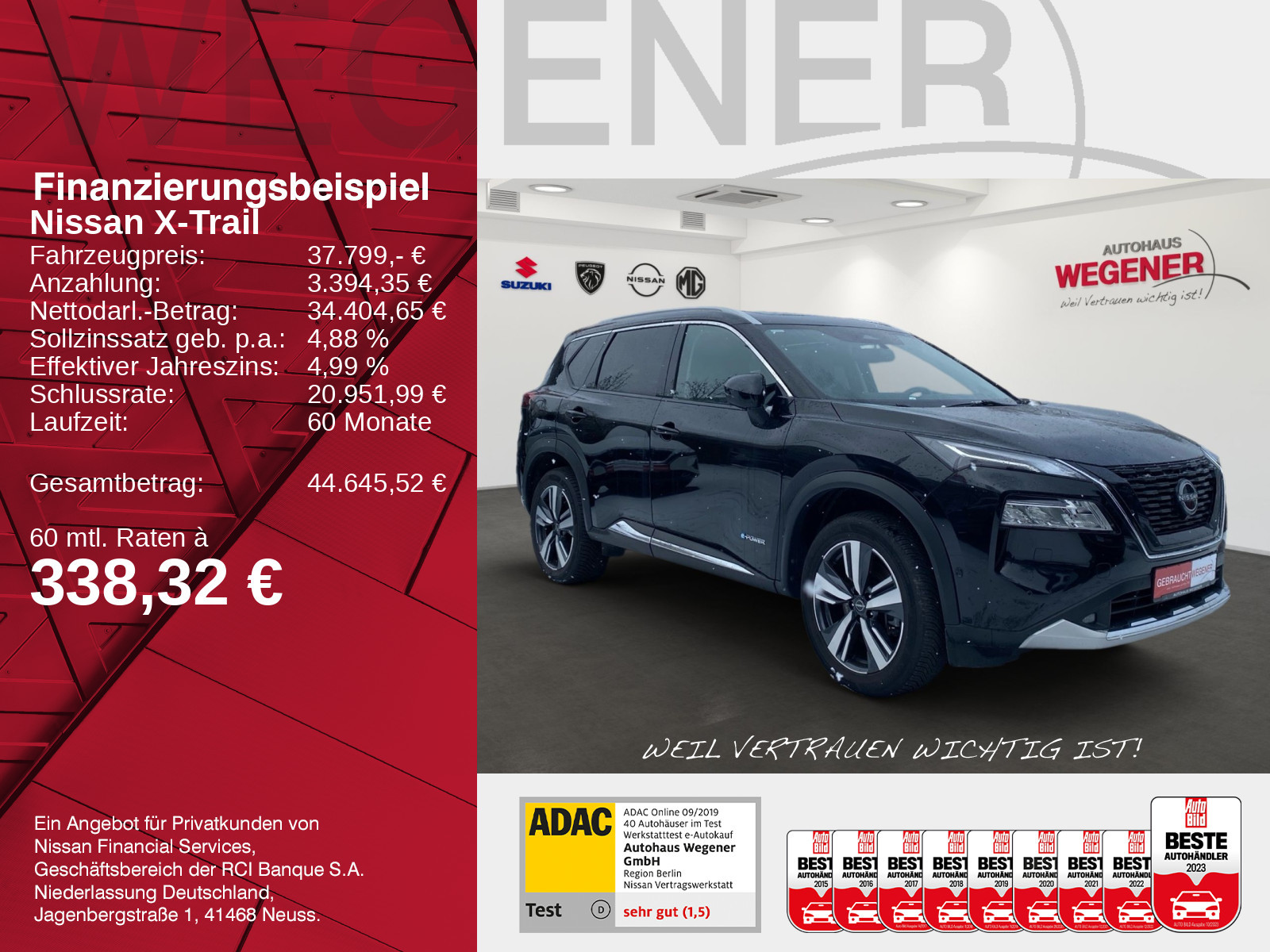 Nissan X-Trail Tekna 1.5 AT - 4x4 HUD LED 7-SITZE SHZ BFS