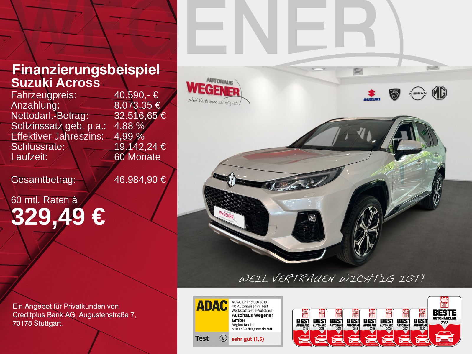 SUZUKI ACROSS PLUG IN COMFORT+AT+ACC+CARPLAY+LED+KAMERA