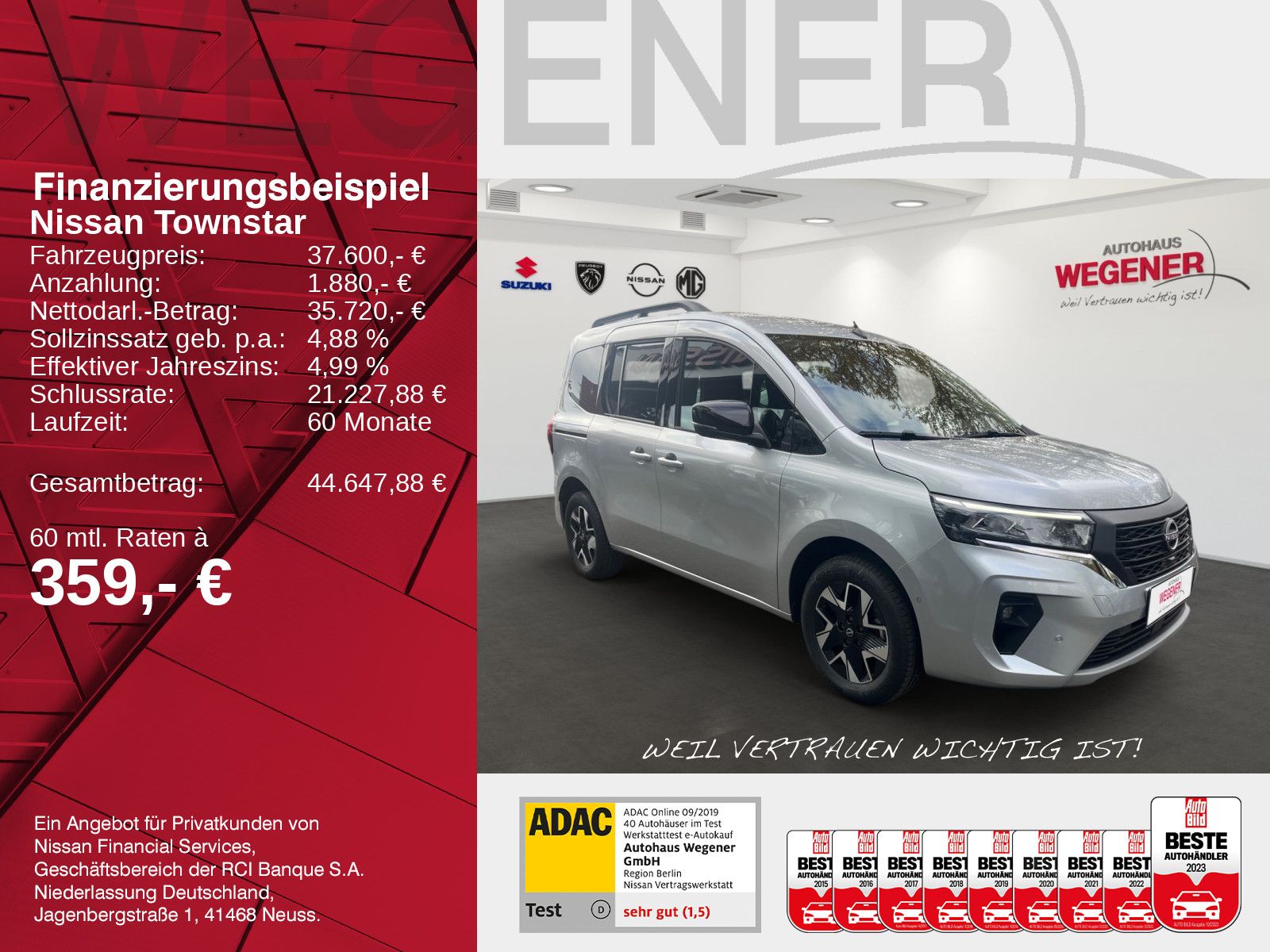 Nissan Townstar Kombi L1 1.3 AT Tekna