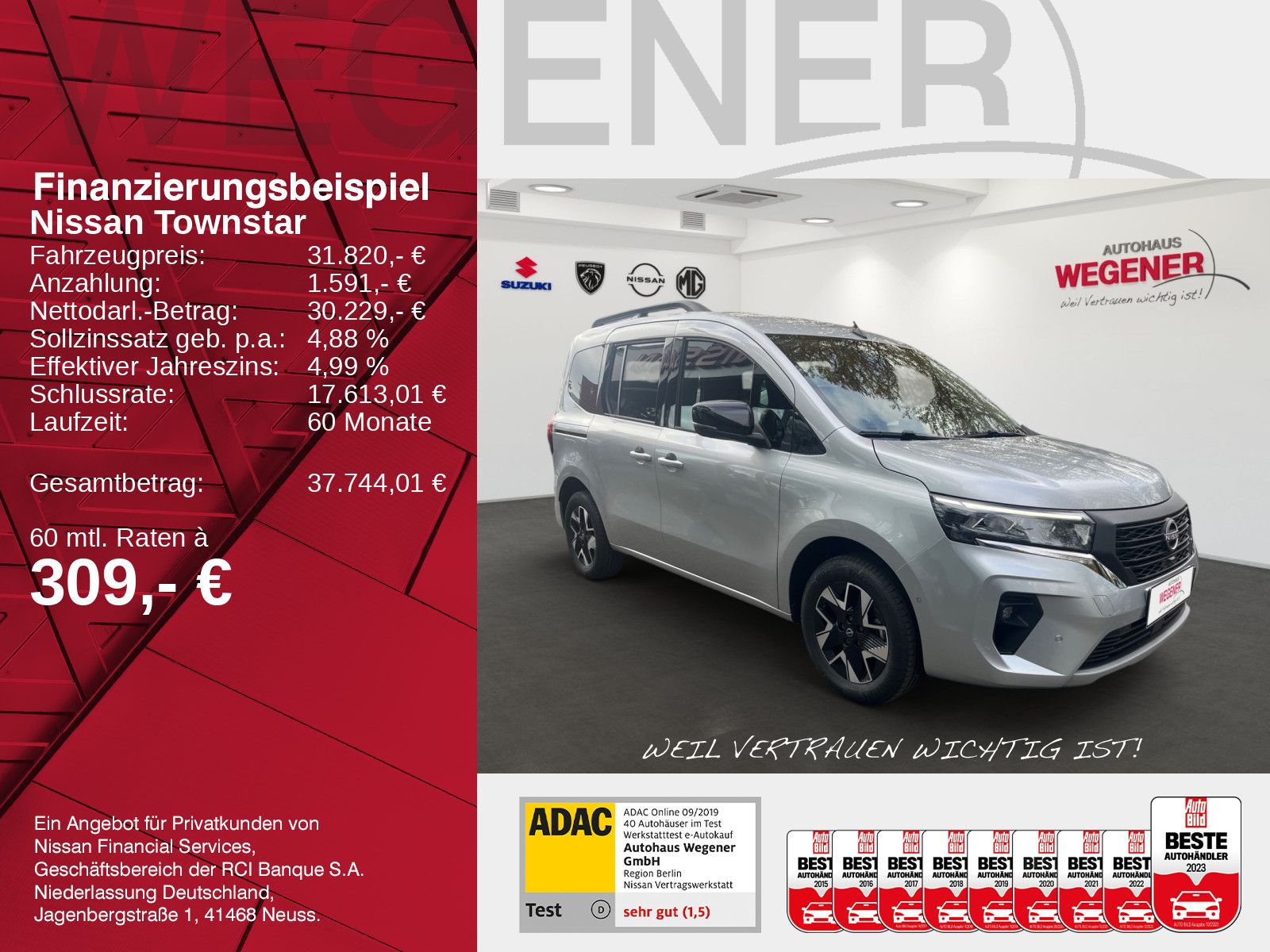 NISSAN Townstar Kombi L1 1.3 AT Tekna 360°*Navi*CarPlay