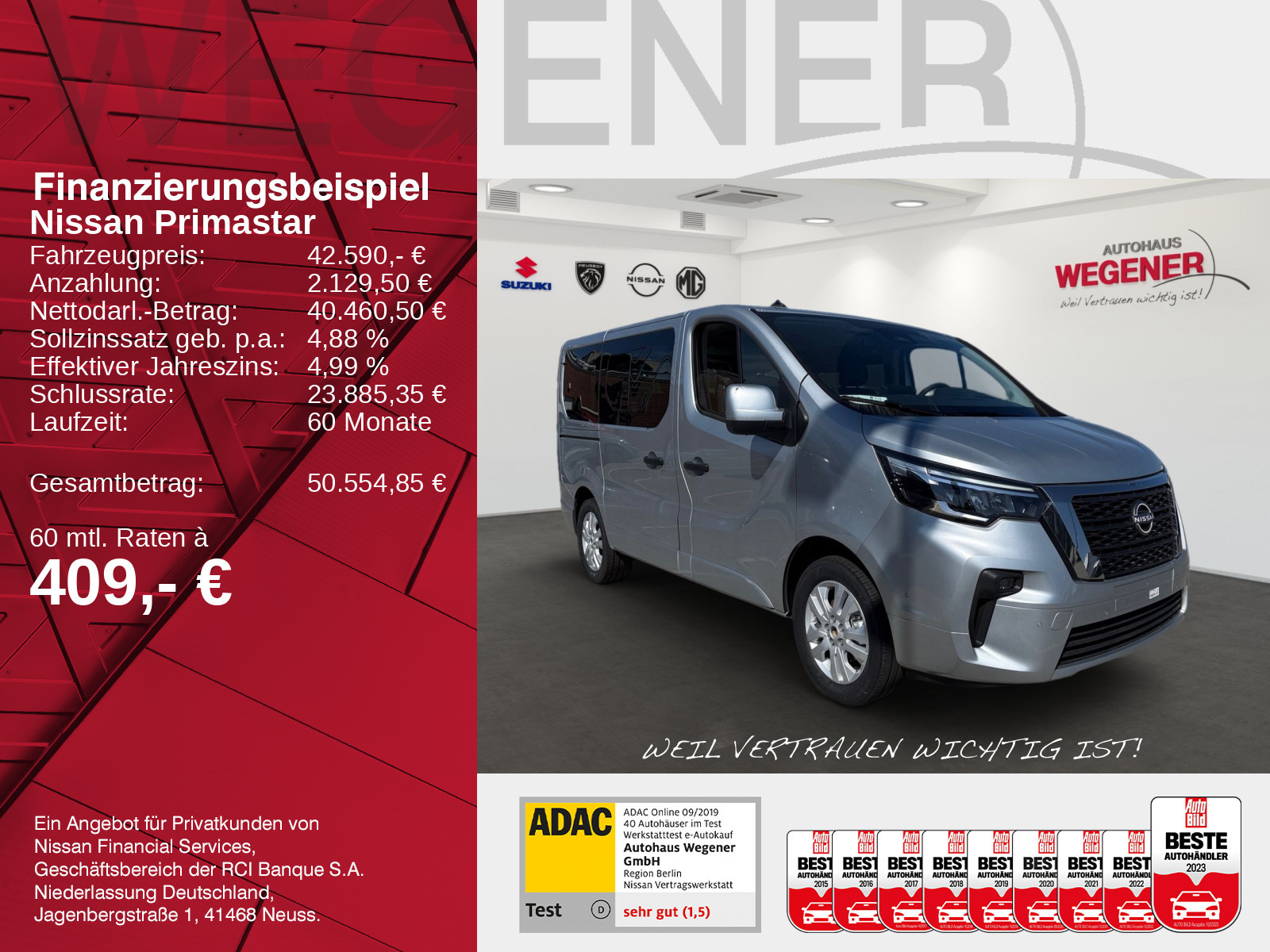 Nissan Primastar Kombi 9 L1H1 2,8T CAM*Navi*PDC*CarPlay