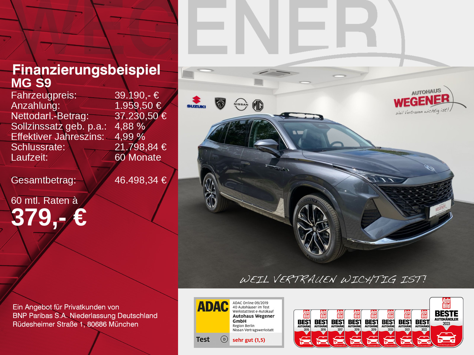 MG S9 MGS9 PHEV Premium *Massage*Bose*7Sitze*360*Pano*