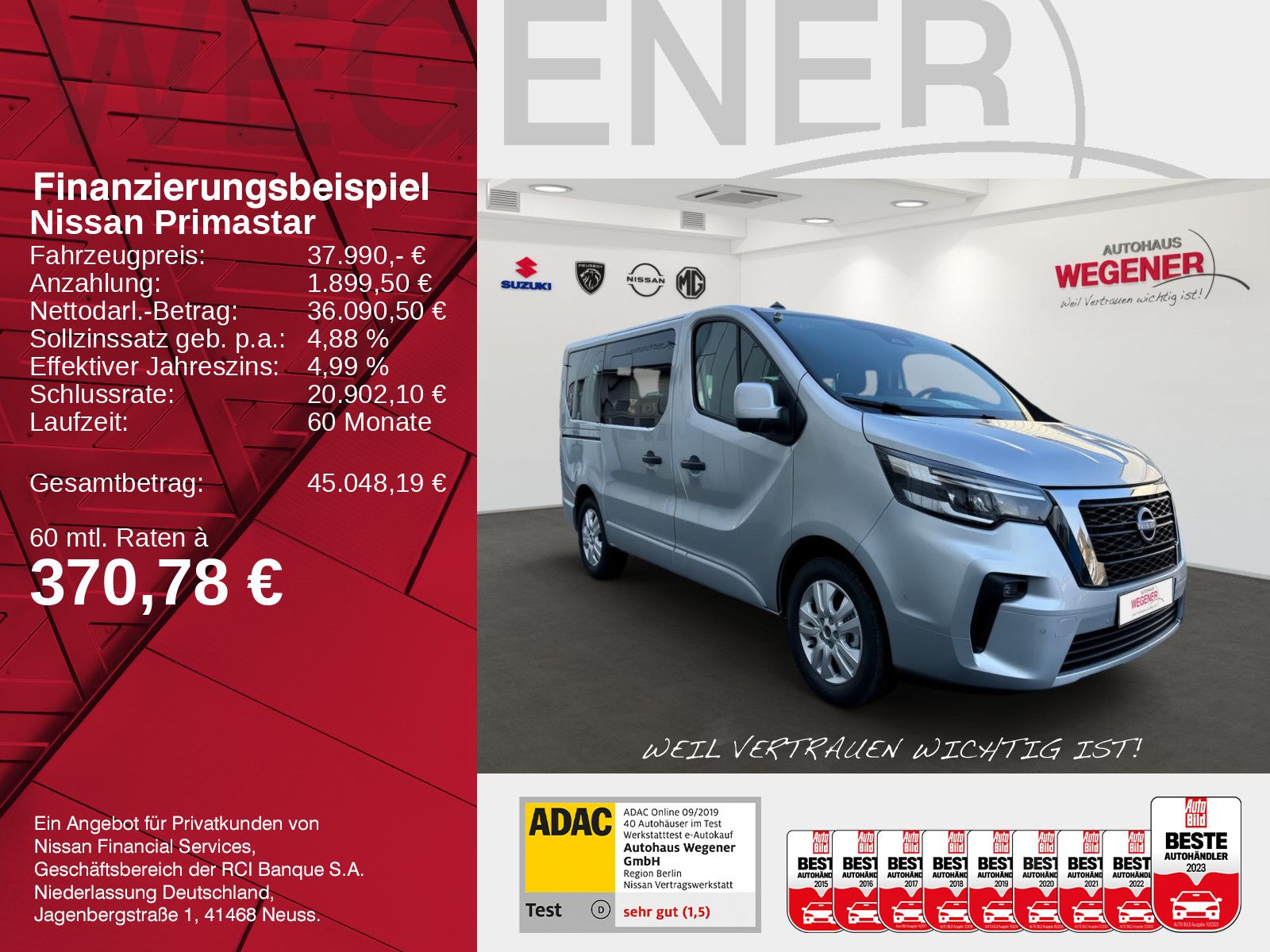 NISSAN Primastar TEKNA Kombi L1H1 dci150 ACC*Totwinkel