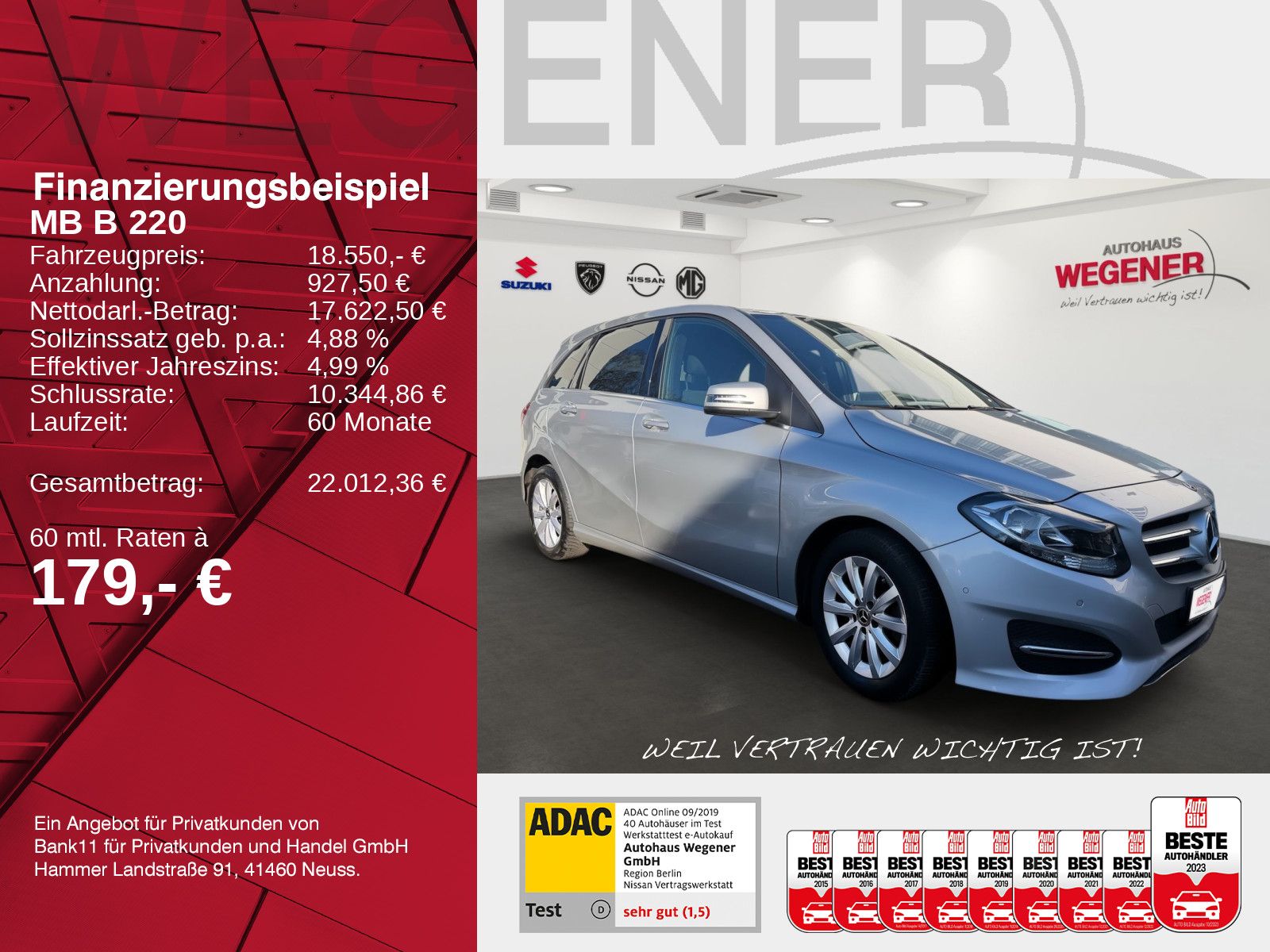 MERCEDES-BENZ B 220 4 MATIC Style Navi*Totwinkel*Kamera*PDC