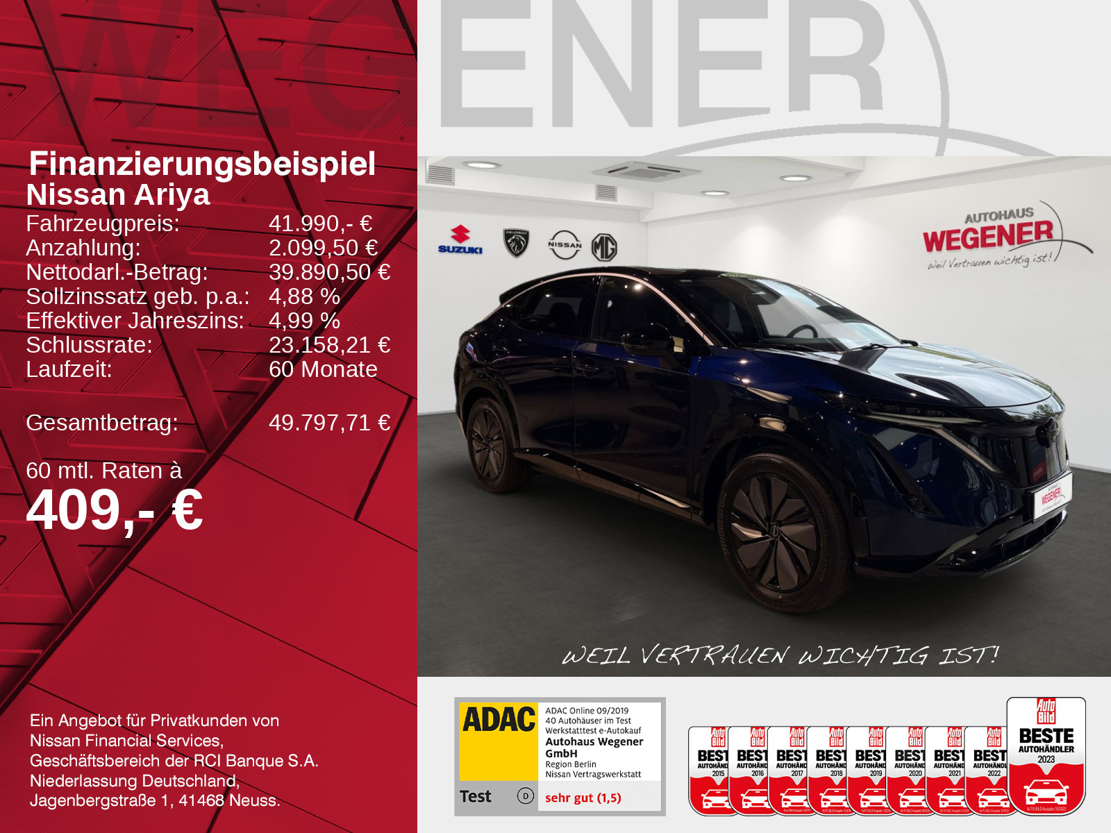 Nissan ARIYA 63 kWh Advance Pack+Navi*ACC*PDC*Totwinkel